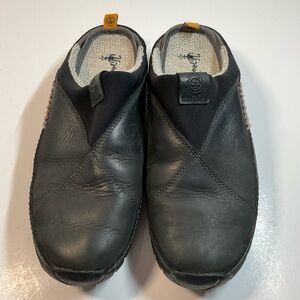 Timberland smart-wool Black power lounger Leather Mules Slip-On Shoes size 6M